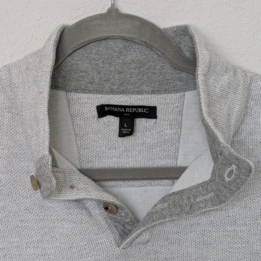 Banana Republic Premium Luxe Sweater Bundle Mens L Grey Quarter Zip‎ Button Mock